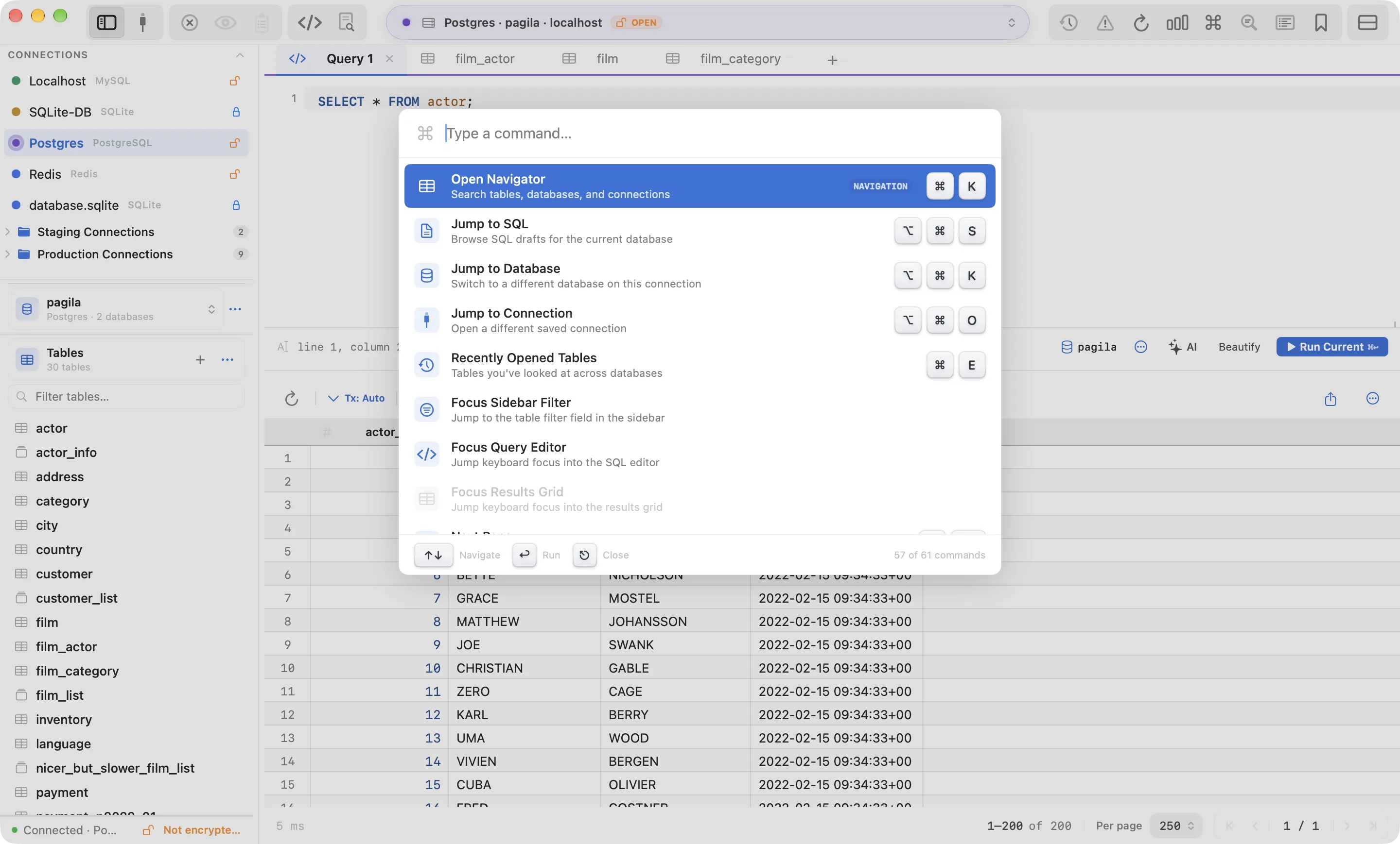Querly keyboard shortcuts